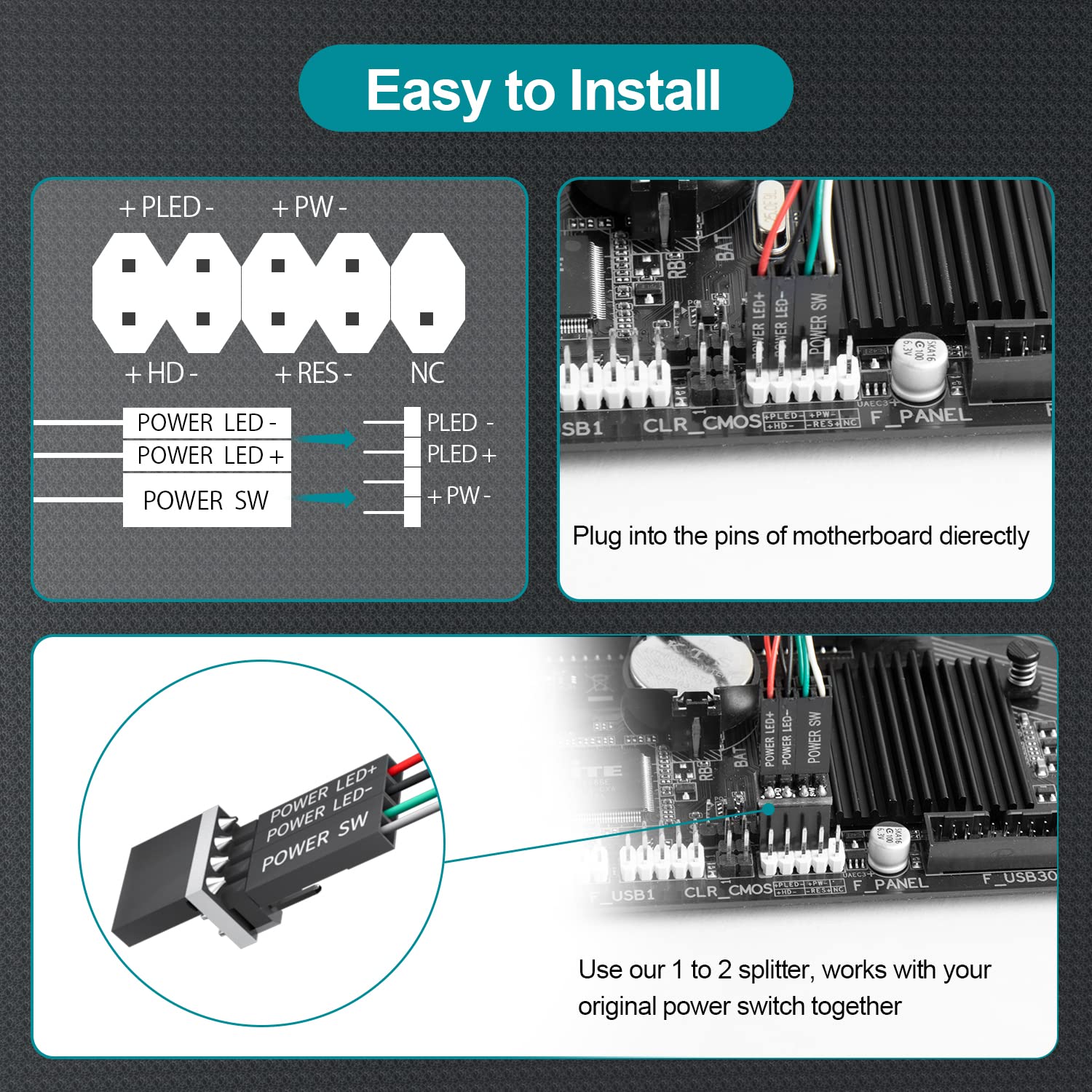 Desktop  PC Mechanical Power : LED Power /Off Button Extension for Motherboard Boot