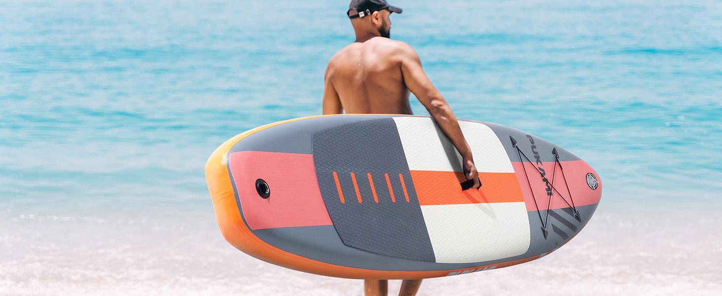 PUKAMI Inflatable Paddle Board for Adults,10.6' Stand Up Paddle Board with Premium SUP Accessories & Carry Bag,Paddle,Pump,Leash,Wide Stable Design,Non-Slip Deck,Surf Control for Youth