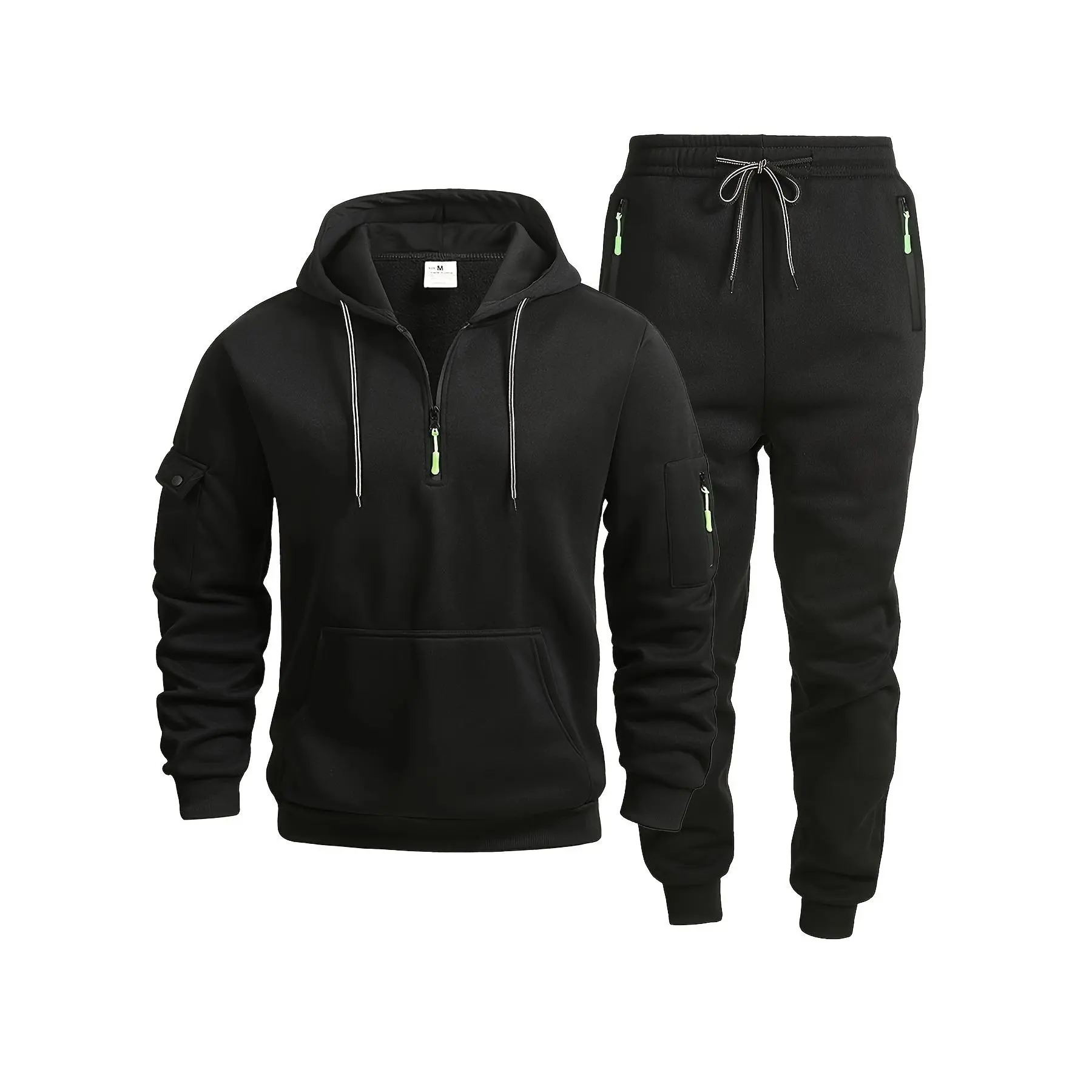 Men's Quarter Zip Hoodie Sweatpants Set Casual Athletic Tracksuit 2 Piece Outfit Versatile for Daily Wear