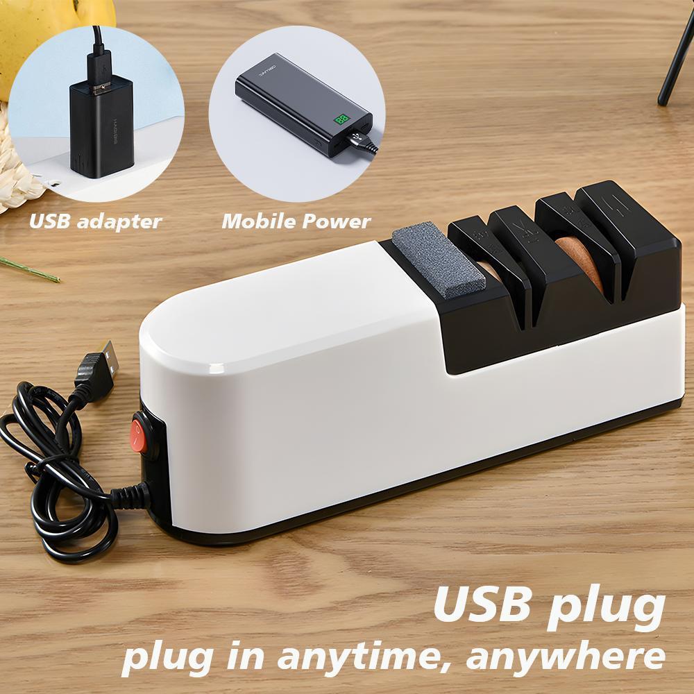 Electric Knife Sharpener USB 4-Stage Automatic Knife Sharpening Tool for Kitchen Knives, Fast Blade Repair & Polishing for Home & Professional Use#fathersdaygift