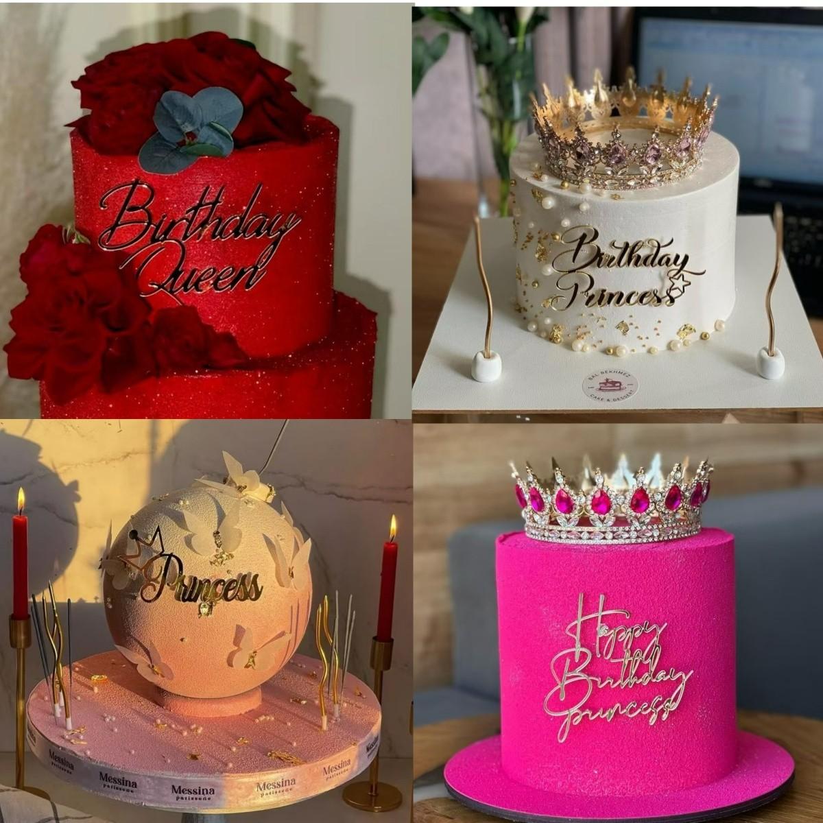 5pcs Birthday Princess Acrylic Cake Side Decorations, Queen Happy Birthday Cake Decoration, Party Supplies, Perfect Gift