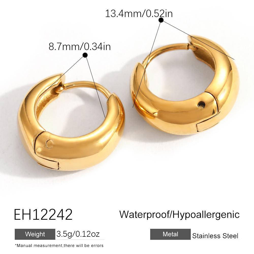 Stylish Titanium Steel C-Shaped Hoop Earrings, 18K Gold Plated, Inlaid Zircon, Trendy & Versatile Design, Tarnish & Water Resistant, Perfect Birthday & Holiday Gift for Her