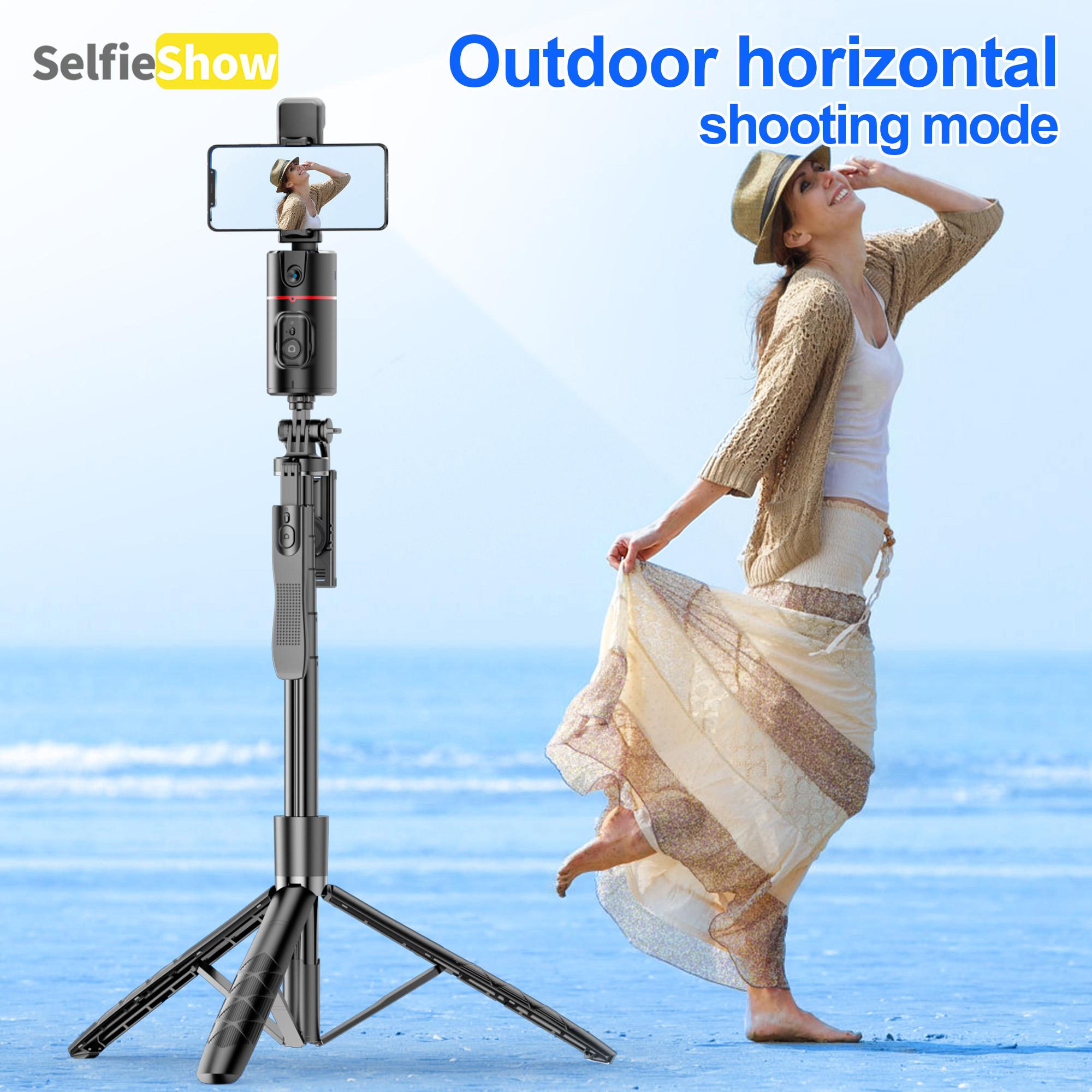 SELFIESHOW 360-Degree Intelligent Face Tracking Gimbal, Smart Gesture Recognition Selfie Stick with Tripod & Fill Light, Selfie Accessories for iOS & Android, Phone