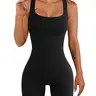 Women's Seamless Ribbed Sport Jumpsuit, Waist Cinching Bodycon Four-Way Pants, Daily Wear Shapewear Jumpsuit for Women, Sculpting Jumpsuit