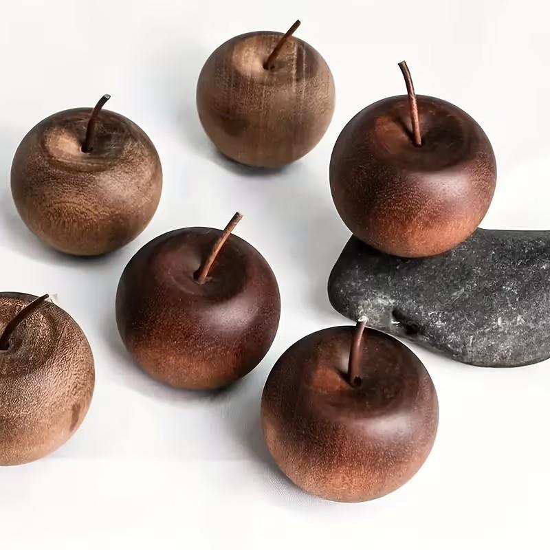2 Natural Wooden Apple Scent Diffusers, Mini Essential Oil Air Freshener, Home and Car Use, Non-Decorative, Realistic Apple Design