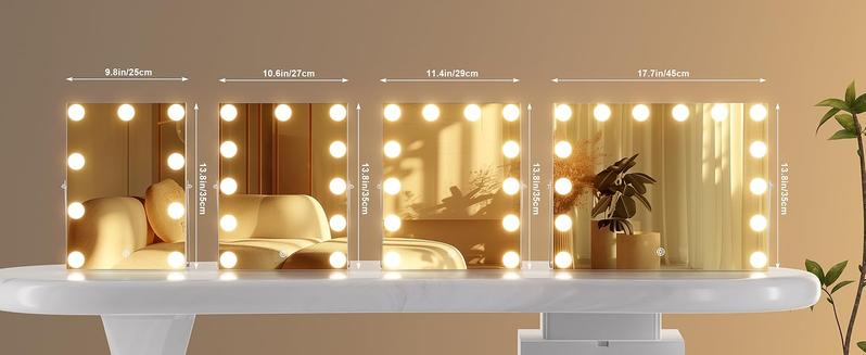 Hasipu Vanity Mirror with Lights, Hollywood Mirror, Makeup Mirror with Dimmable Bulbs, Smart Touch 3 Colors Dimmable, 360 Rotation, White