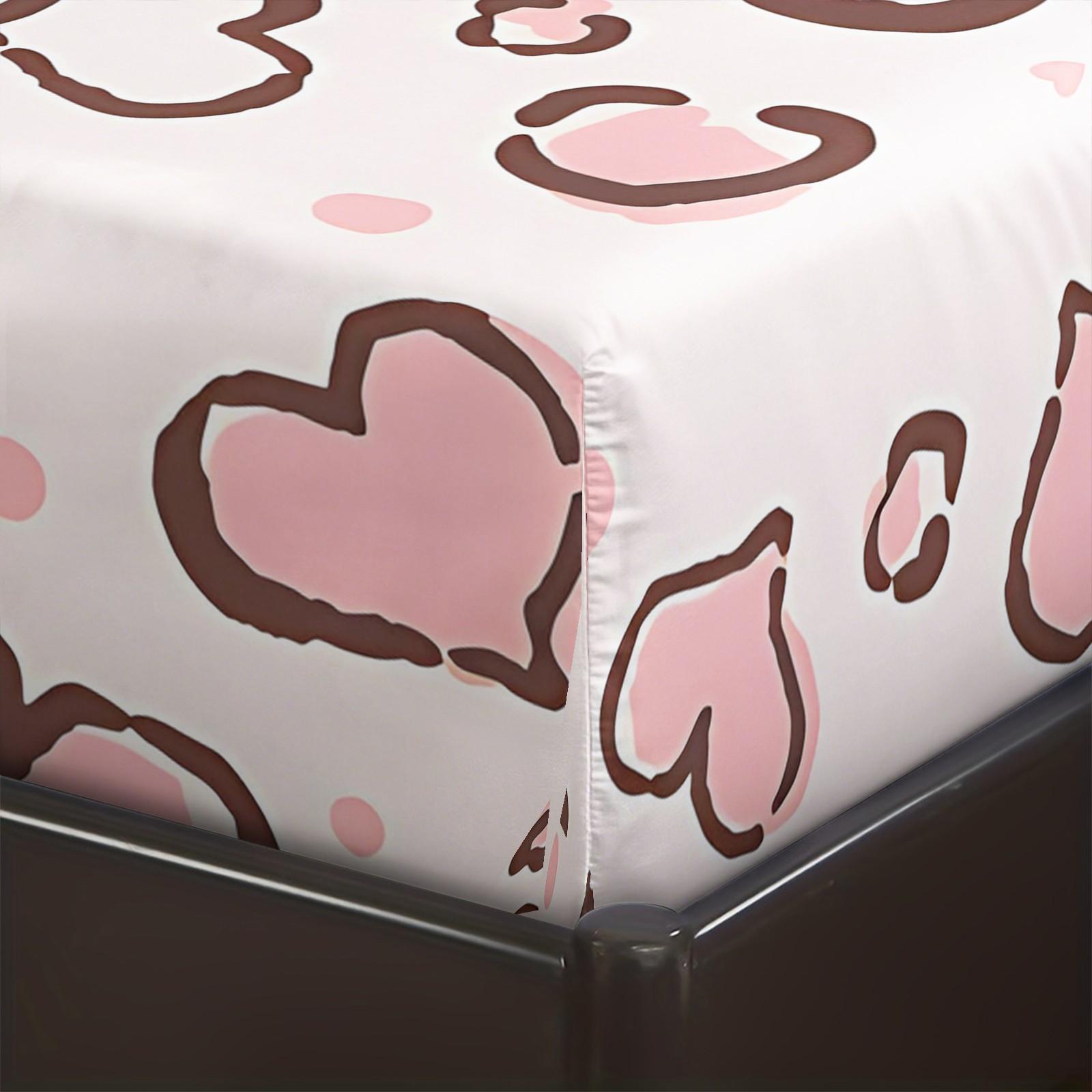 Soft heart-patterned fitted sheet set, Bedsheet, Includes 1 Fitted Sheet & 2 Pillowcases without Filler, Features an elegant color scheme, A stylish addition to your bedroom decor, Suitable for gifting or personal use, Multiple styles available