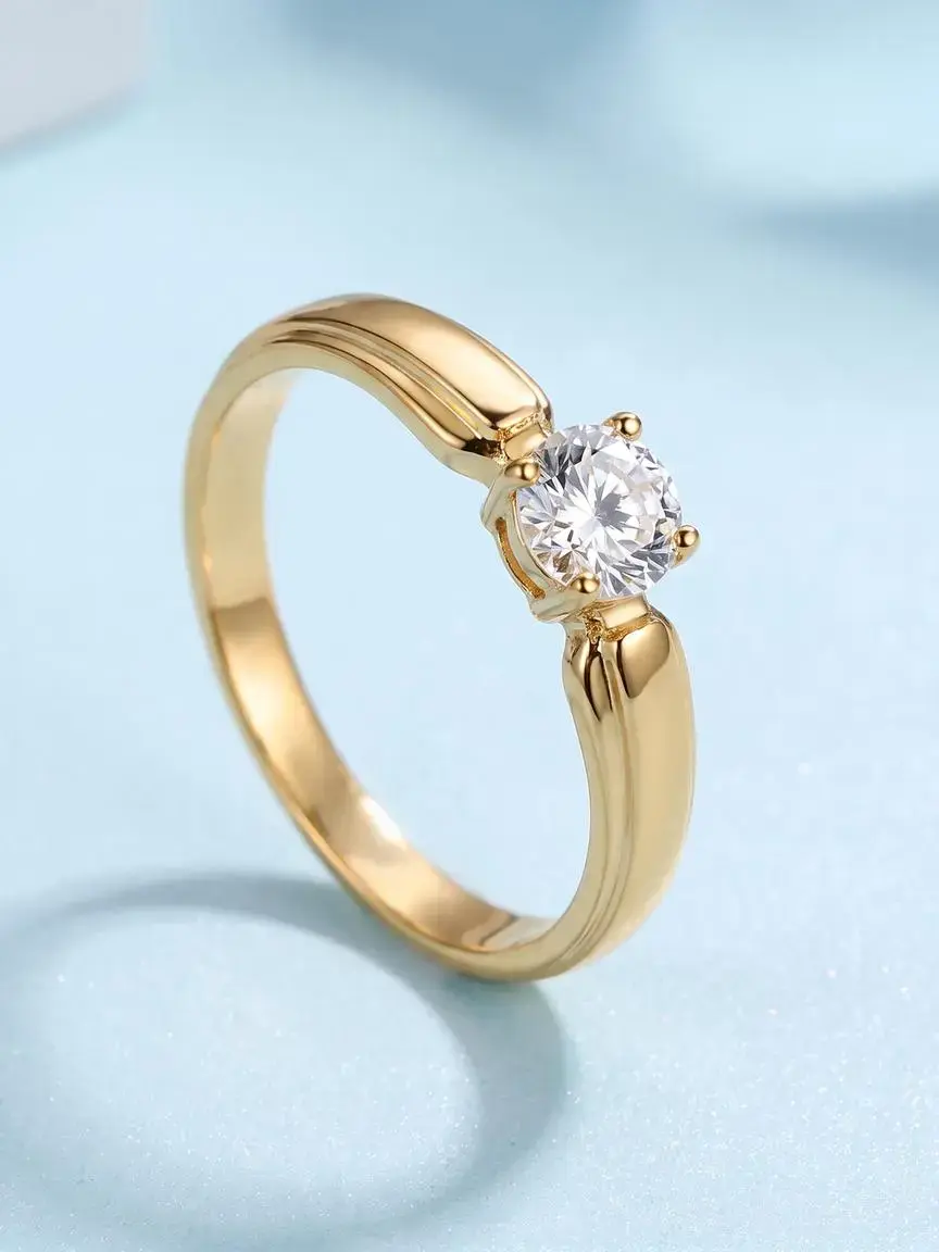 1 PC Elegant Cubic Zirconia Solitaire Ring For Women For Valentine's Day Gift Wedding Anniversary Party Jewelry Solitaire Engagement Rings Cz Rings