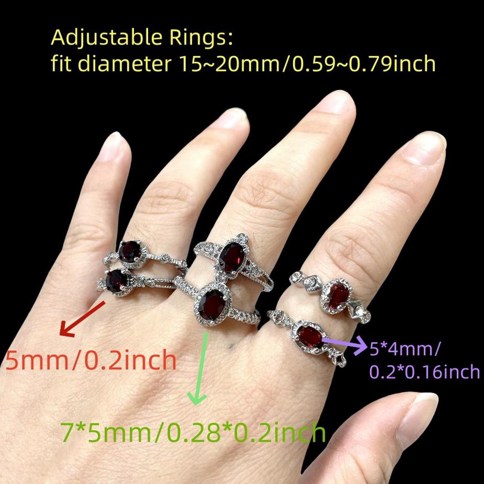 6 Counts Adjustable Garnet Rings Set For Women and Girls Handmade Rings Natural Gemstone For Christmas Ring Promise Ring Stackable Fashion Ring