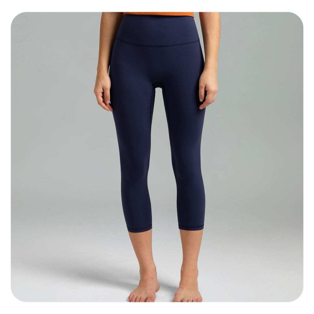 Colorfulkoala Women's No Front Seam Yoga Capri 21" Dreamlux High-Waisted Tummy Control Workout Leggings with Hidden Pocket Petite Length