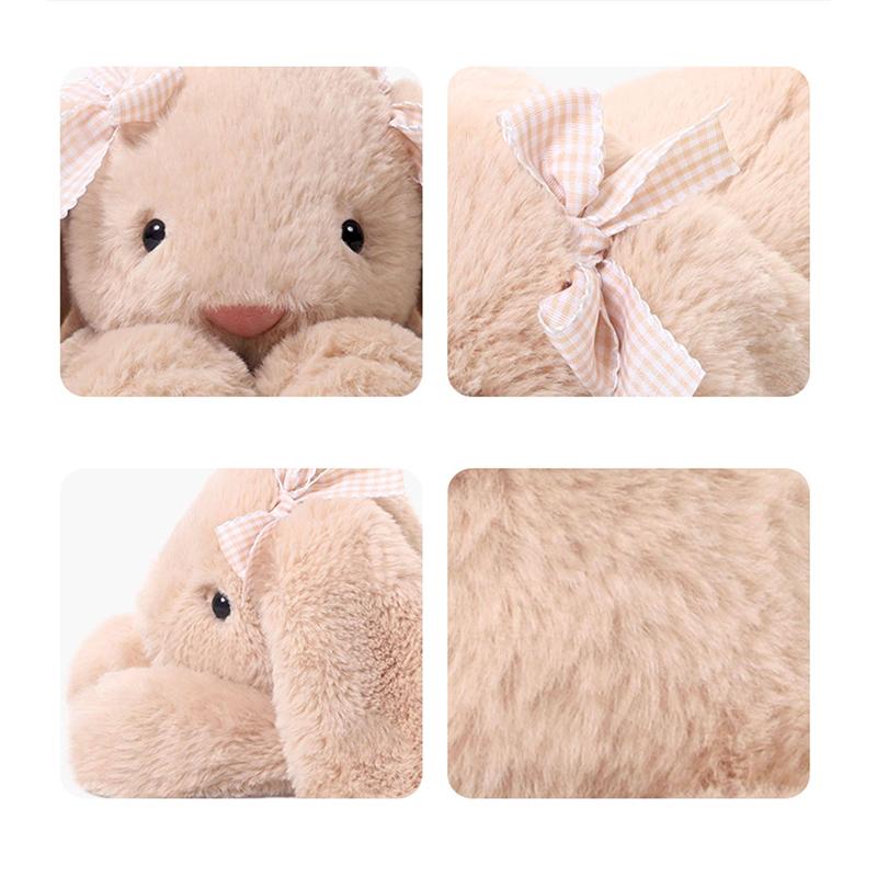 Cute Bunny Plush Toy with Bow, Soft Stuffed Rabbit Plushie, Floppy Ears ...