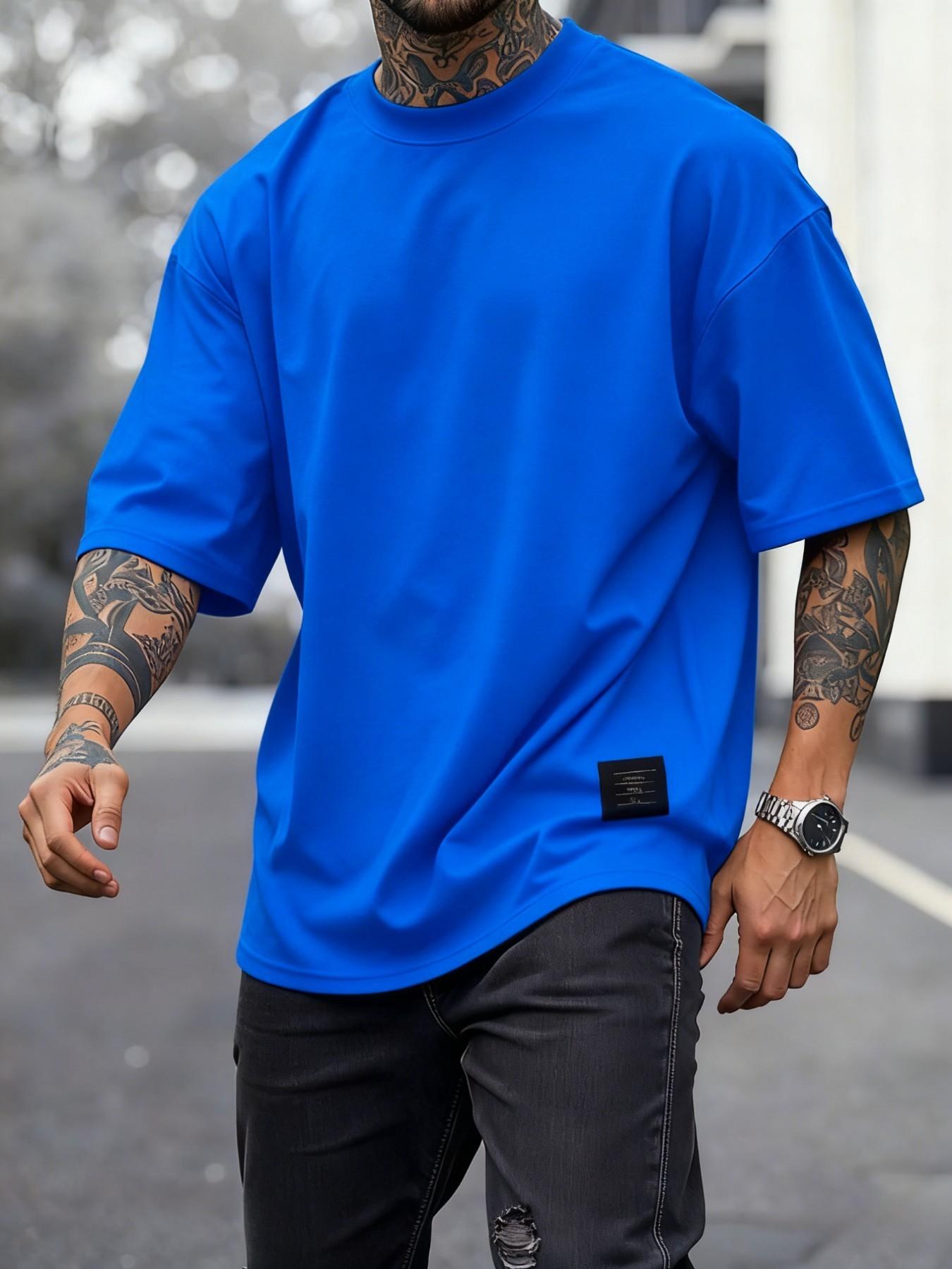 Men's Plus Size Round Neck Short Sleeve Shirt, Ultra Comfortable Everyday Wear, Casual Streetwear Oversized Style, Perfect for Daily Use
