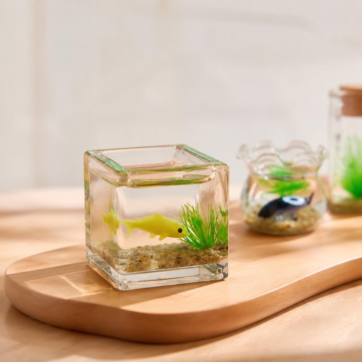 DIY Moss Terrarium Kit: Glass Hydroponic Fish Ecosystem, Creative Micro Landscape Art for Home Office Desk Decor, Non-Toxic Moss Planter, Durable Desktop Tool Set