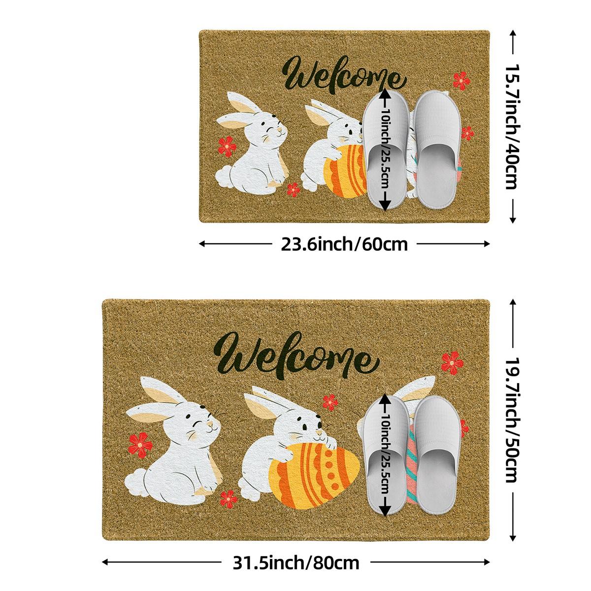 Easter Bunny Easter Egg Welcome Rug, Non-Slip Backing, Suitable for Bathroom Kitchen Indoor Outdoor Use
