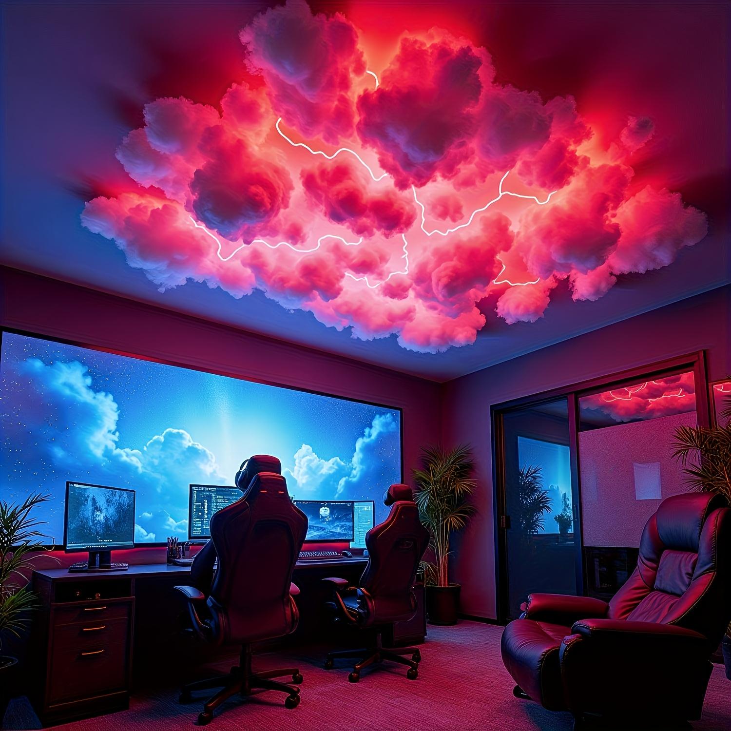2/4/6-meter intelligent thundercloud light, DIY decorative light, with music synchronization, RGB color change, USB power supply, non waterproof, for bedroom, living room, game room, holiday decorative wall lights/night lights, Led Mood Light