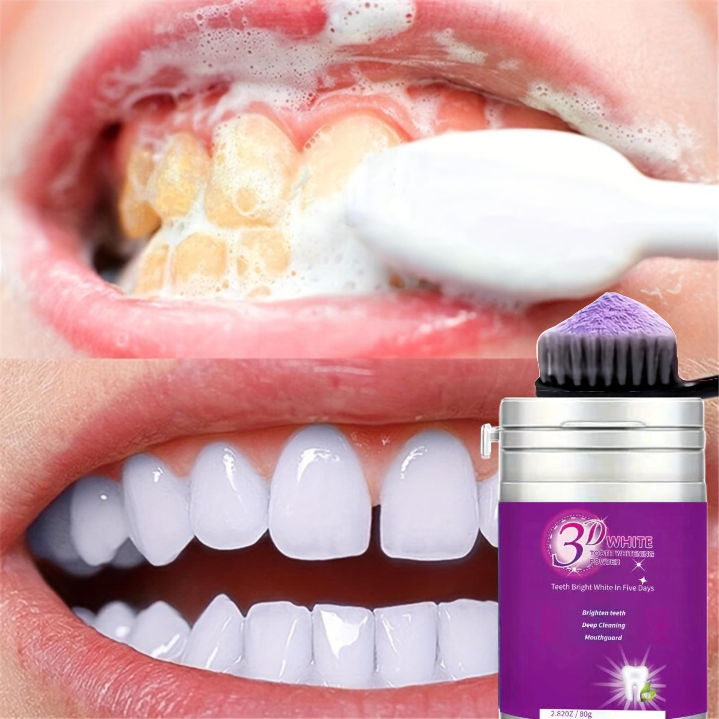 3D Purple Tooth Powder, 3-Day Fast-Acting Stain Remover for Coffee & Tea, Tooth Whitening Powder, Oral, Oral Hygiene, Deep Cleaning, Fresh Breath, with Daily Use for Men & Women, Daily Dental Care, Polished Finish, Brightening Effect