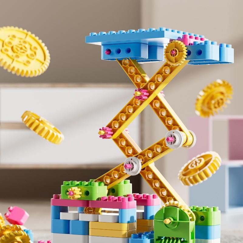 Stem-Certified Building Blocks Set, Motorized Gear Learning Kit, Educational Construction Toys for Boys & Girls Ages 3+, Fun Stem Toy
