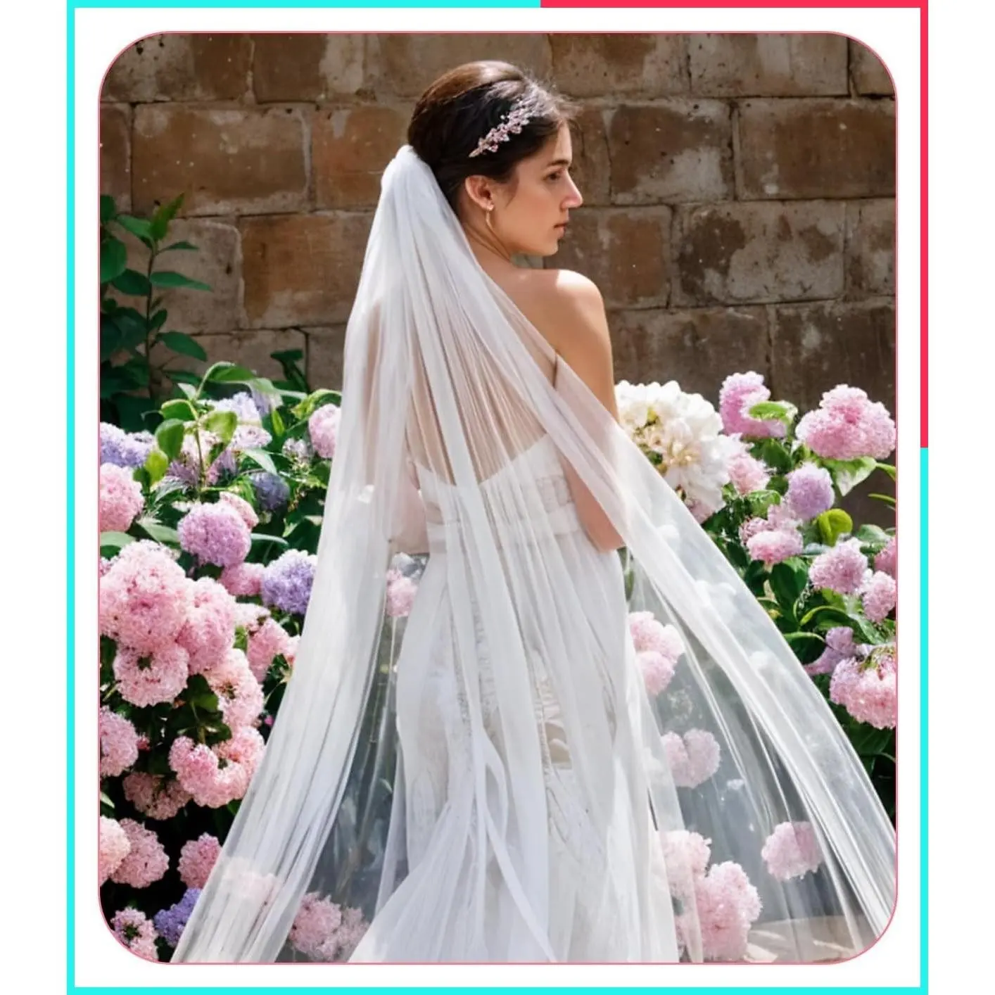 1 Tier Cathedral Wedding Veil with Comb, 118 Inch Long Drop Veil, White Bridal Tulle for Bride