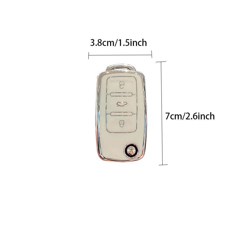 TPU Car Key Case with Keychain, Fashionable Car Key Protector for VW Volkswagen Polo Golf Passat Tiguan Beetle Caddy T5 Up Eos For Skoda Octavia Seat Leon Altea，Women Gift, Car Key Accessory