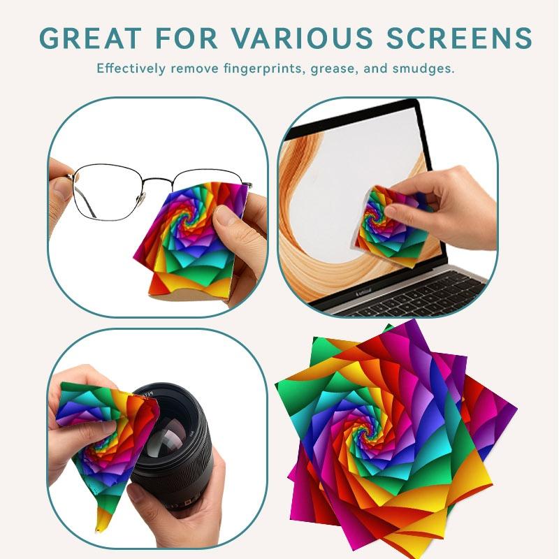 1/3/6/14pcs Rainbow Spiral Cleaning Cloth, Suitable For Camera & Eyeglass Lenses, Multiple Specifications Available, Single - Sided, High - Efficiency Cleaning, Soft Material, Ideal For Home & Photography Use, Bright & Striking Design