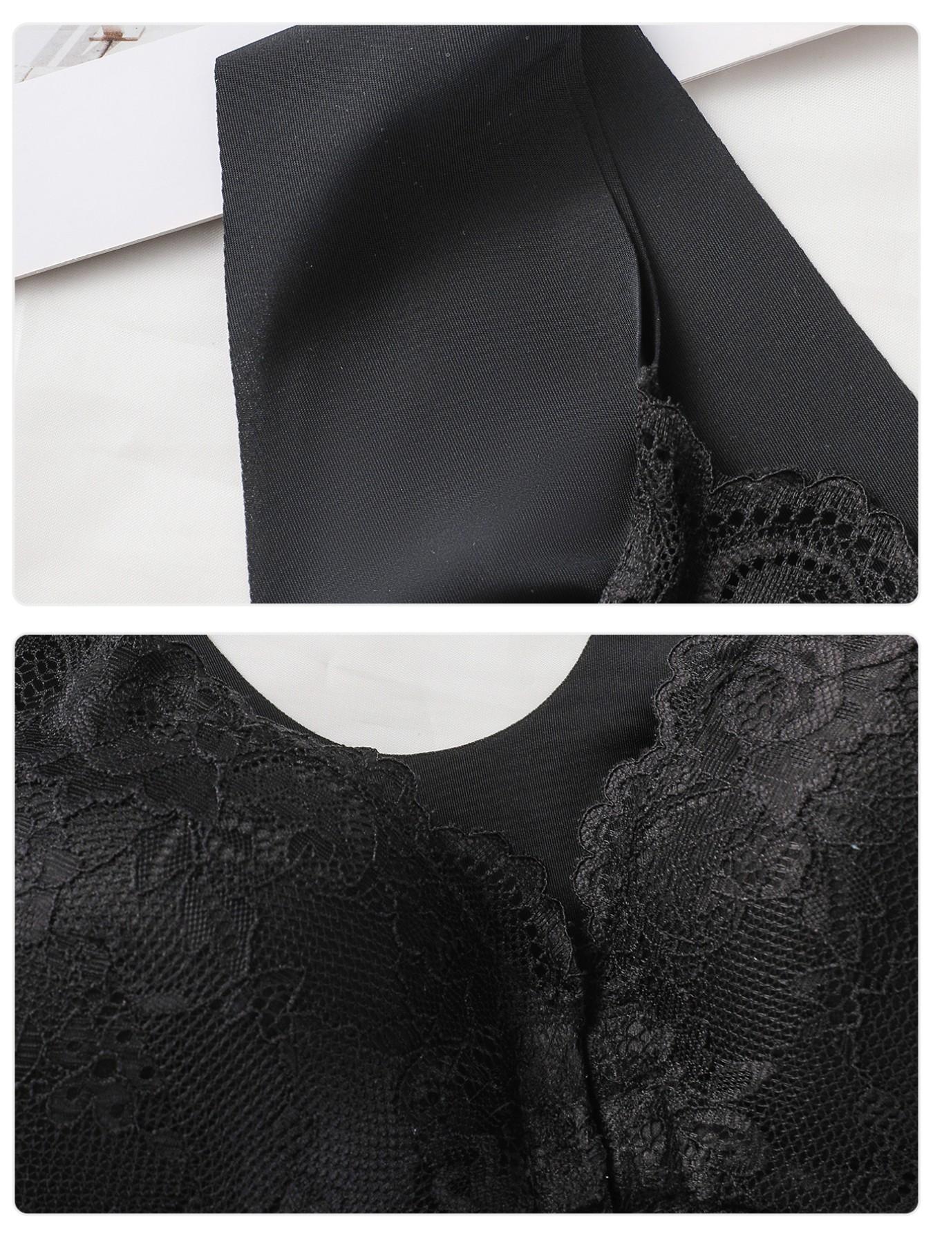 Women's Lace Patchwork Front Button Comfort Chic Elegant Lightweight Bralette, No Underwire, Soft and Breathable Innerwear, Perfect for Daily Wear, Womenswear