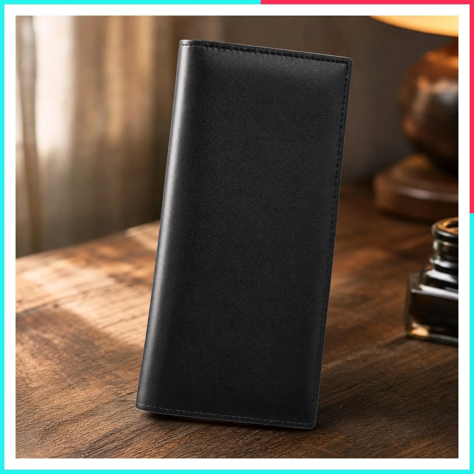PU Leather Checkbook Cover with Pen Holder and Transparent PVC Divider for Duplicate Checks - Check Book Holder for Women & Men
