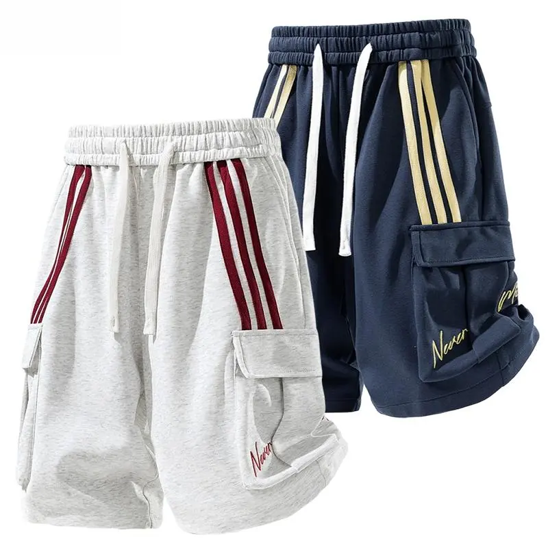 Men's 2026 Summer New Ice-Feel Striped Cotton Blend Cargo Shorts - Premium Fabric, Shape-Retaining, Smooth Drape, Straight-Leg, Knee-Length, Foldable Drawstring Casual Shorts #SummerWins #Father’sDayGift #ValentinesDay