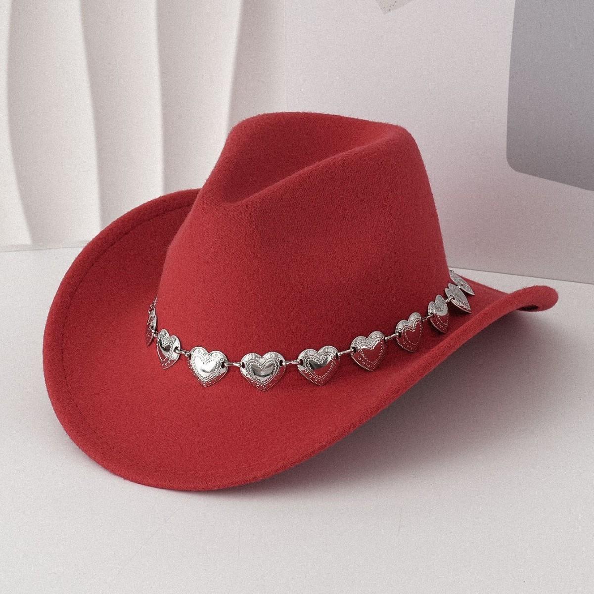 European and American cross-border hollow metal oversized love chain hat chain hip hop punk cowboy hat top hat retro felt hatSpeedy Smarts