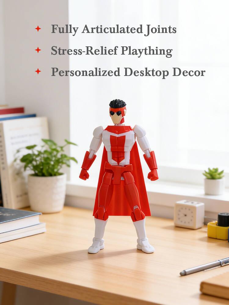3D Printed Articulated Invincible Mark Action Figure Multi-Jointed Movable Model Collectible Toy Striped Design 13cm