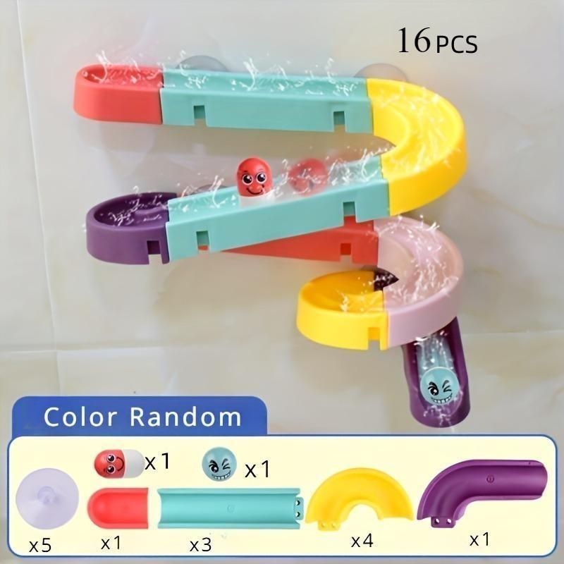 Bathroom Track Toy Set, 1 Set Non-electric Plastic Water Slide Game with Rolling Ball, Creative DIY Assembled Pipe Building Blocks for Toddlers Play, Gift Bathroom Track Toy Set, 1 Set Non-electric Plastic Water Slide Game with Rolling Ball, Creative DIY Assembled Pipe Building Blocks for Toddlers Play, Gift