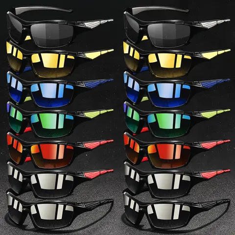 14pcs latest style square sports glasses, Sporty Eyewear, provide multiple color options,suitable for both men and women,grid splicing frame rubber nose pad,comfortable design,perfect beach accessory for summer travel and outdoor activities