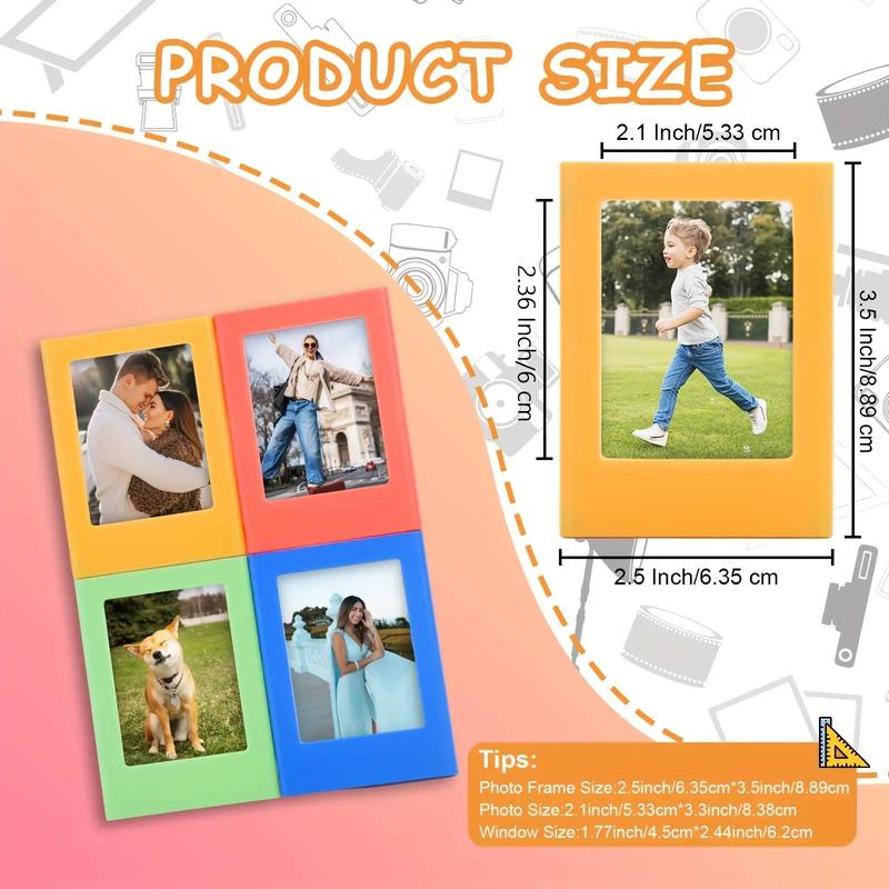 10PCS 3-Inch Magnetic Fridge Frames - Random Color Fujifilm Photo Holders, Retro Durable Frame with Smooth Edge, Home/Office Decor, Black Friday Deal: Fridge Magnet Photo Displays, Ideal Holiday/Birthday Gift for Photographers, Picture Frame Set