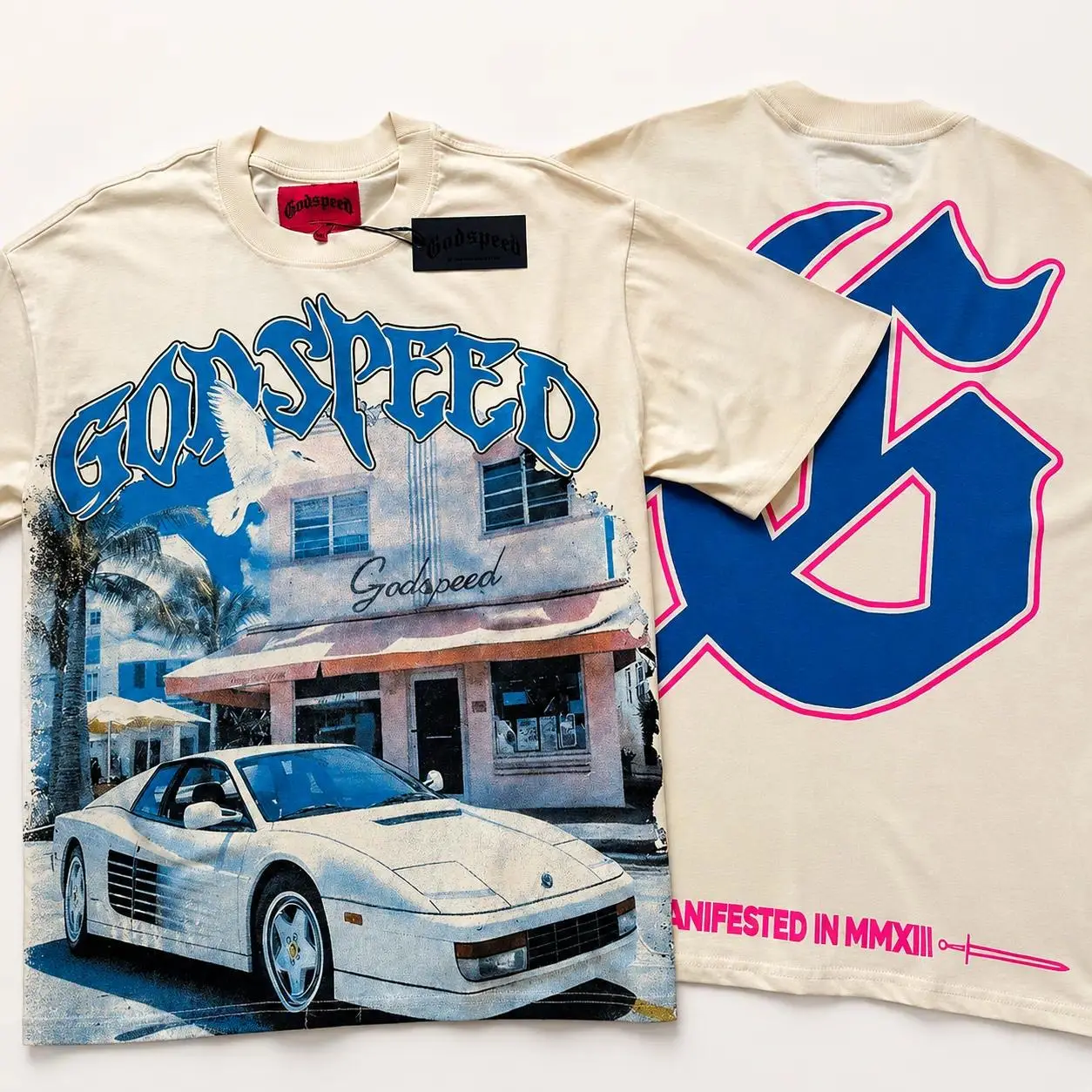 GODSPEED T‑shirt, Letter Print Short Sleeve Hip Hop Tees, Men Couple Style GOD SPEED Round Neck Loose Cotton Casual Tee, Streetwear Graphic T Shirt, Vintage 2000s Shirts For Daily Outing Street Couple Matching Look