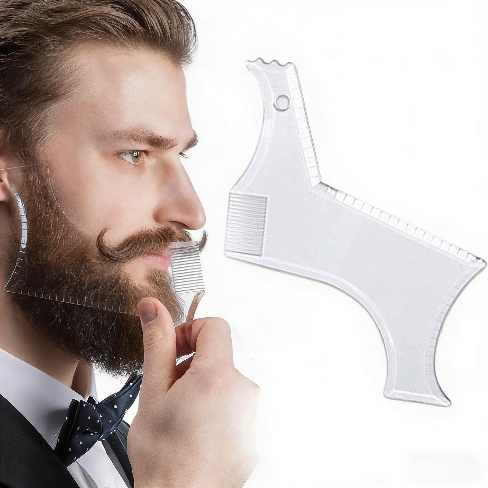 8 in 1 Clear Beard Shaping Tool With Comb, Thickened Beard Guide Shaper, Black Multifunctional Styling Template For Goatee Mustache Sideburn, Grooming Tool, Hair Styling Tools