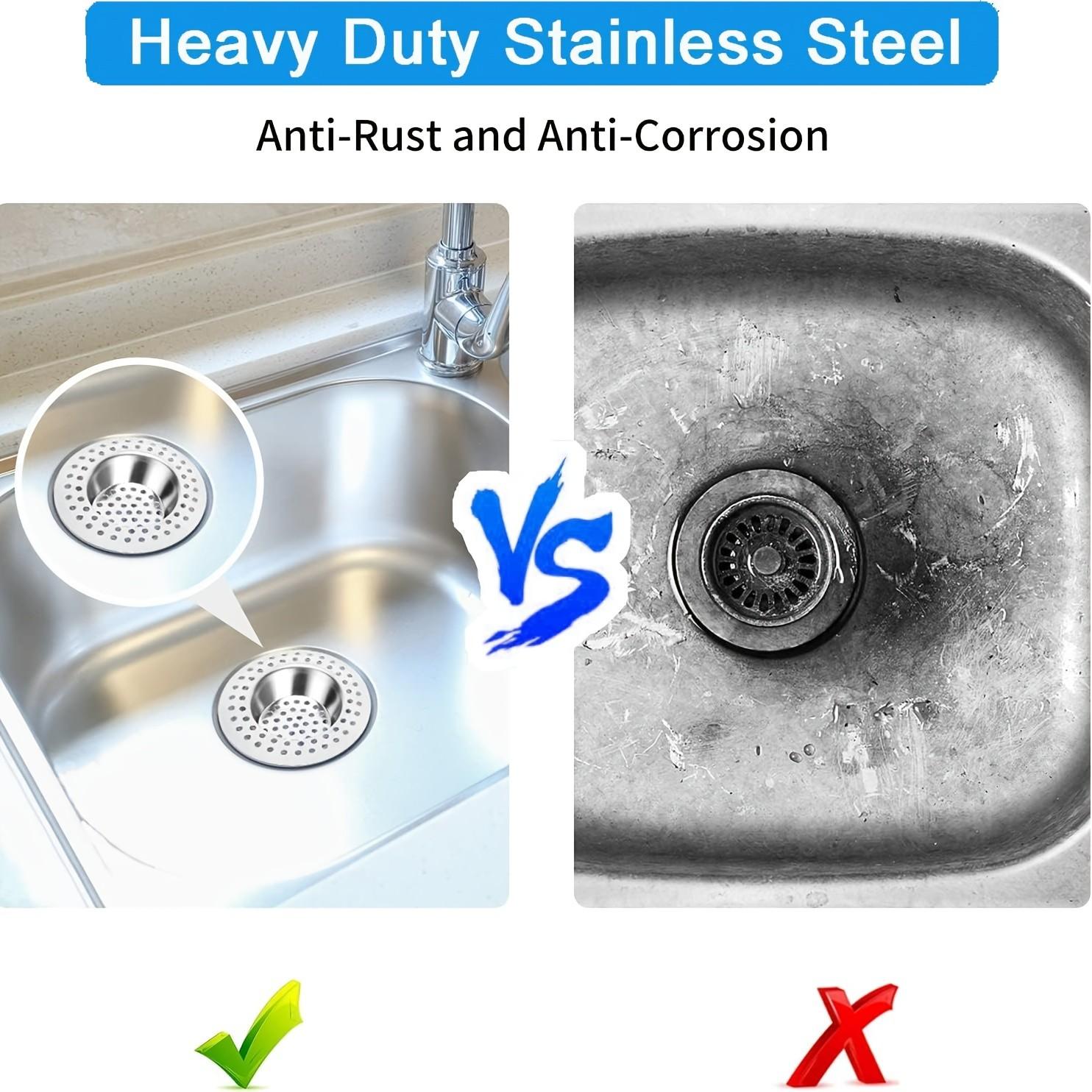 3/6pcs Stainless Steel Mesh Drain Filter, Kitchen Sink Strainer, Fits 3.1-6.9cm Drain Openings, Durable Food Waste Separator