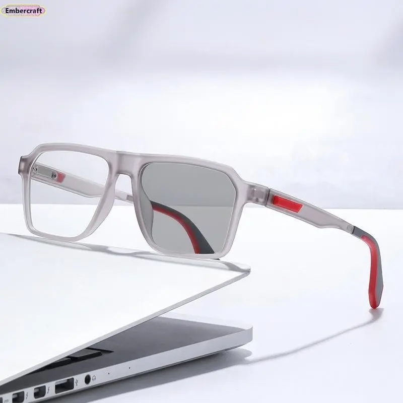 Light-Sensitive Color-Changing Anti-Blue Light Myopia Glasses with Spring-Footed, Non-Slip Frames, Blue Light Glasses
