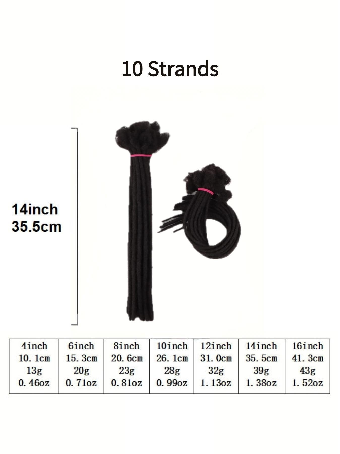 Dreadlock Extensions Human Hair 0.6cm Width 4-16 Inch 10-100 Strands, 100% Human Hair Loc Extensions for Men/Women, Can be Dyed Soft Dreads, 1B