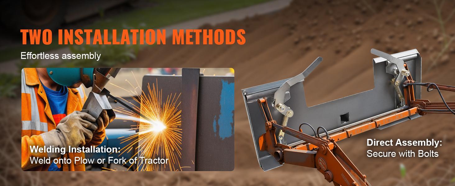 VEVOR Skid Steer Attachment Plate, 1/4 Thick Skid Steer Mount Plate with 2.28 Hitch Receiver, 3000 LBS Quick Attachment Loader Plates, Compatible with Deere, Kubota, Bobcat, Mahindra Steer, Tractor