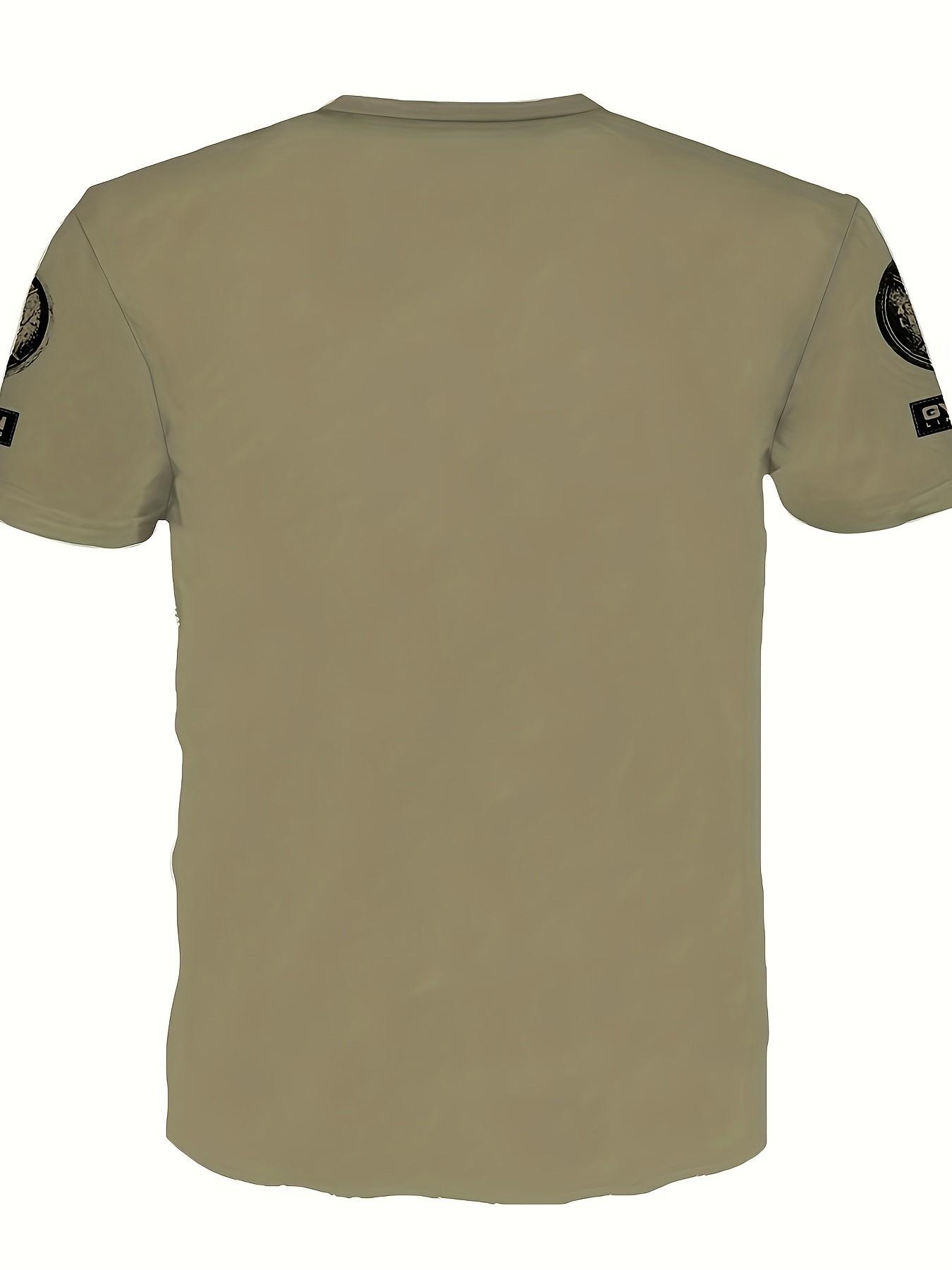 Men's Fitness Short Sleeve T-Shirt, Gym Workout Graphic Top, Weightlifting Recovery Theme Casual Wear, Loose-Fitting Jersey