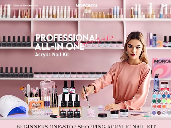 MOROVAN Blossom Acrylic Nail Kit : Blossom Series for Beginners with Everything - Complete Nail Kit Set Professional Acrylic with Everything Acrylic Nail Starter kit Acrylic Nail Supplies Gifts for Women Girl