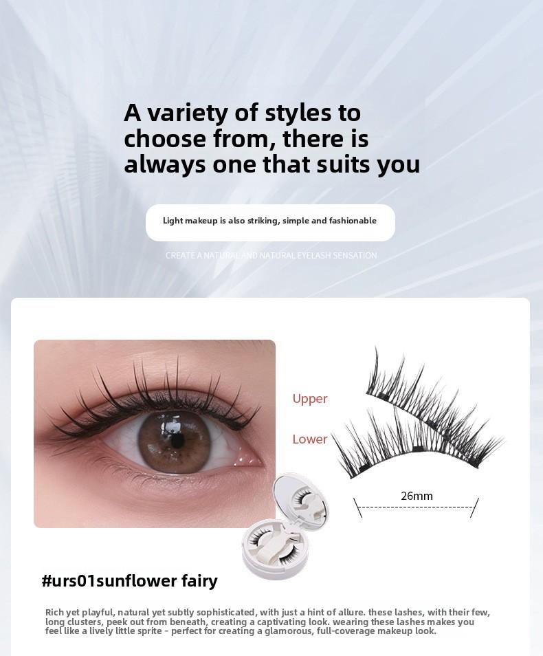 Fox Style Magnetic Eyelashes Natural Camellia Design 3D Thick Magnet Eyelashes No Glue Needed Waterproof Reusable for Women Girls