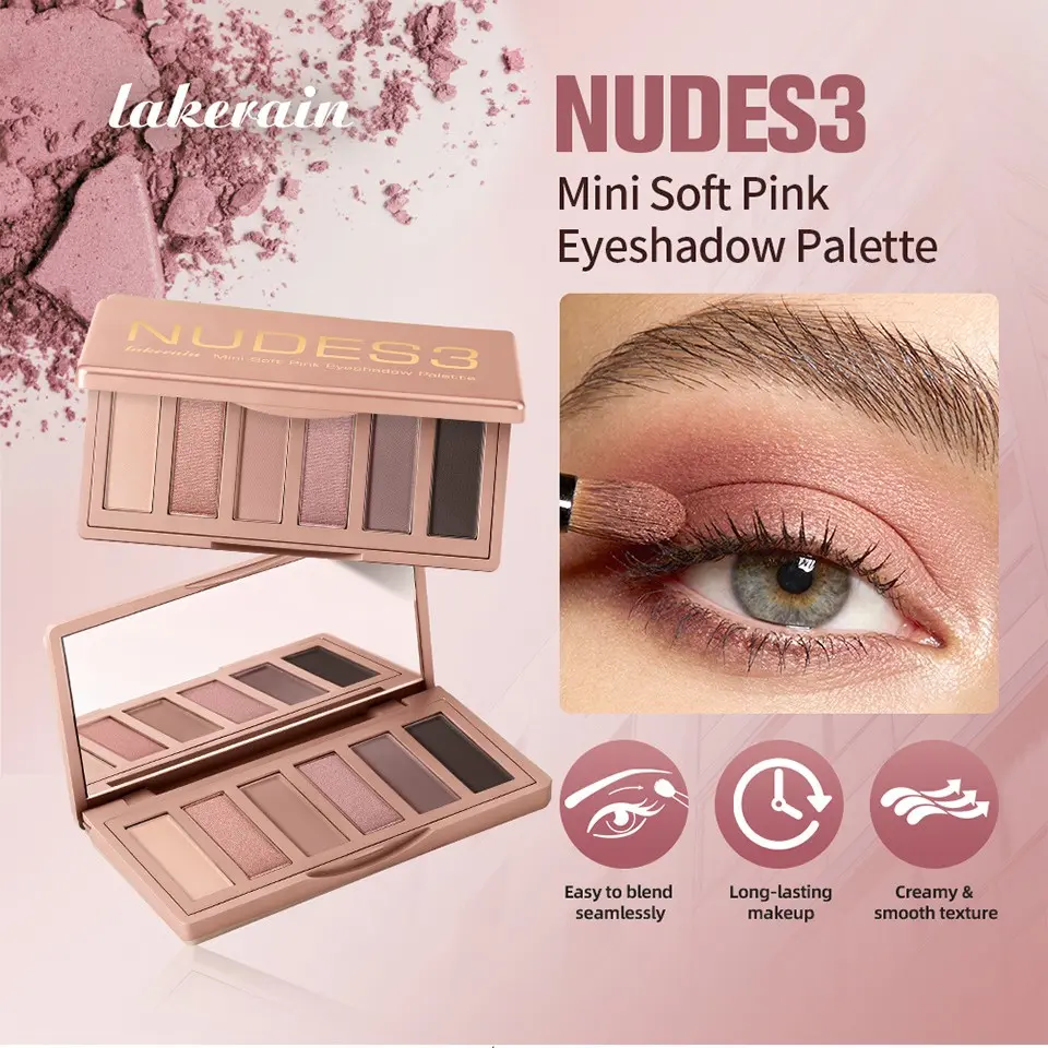 Six-Color Matte Micro-Shimmer Mini Eyeshadow Palette, Easy Application Soft Powder Eyeshadow, Compact and Portable Makeup Tool, Pigmented Makeup
