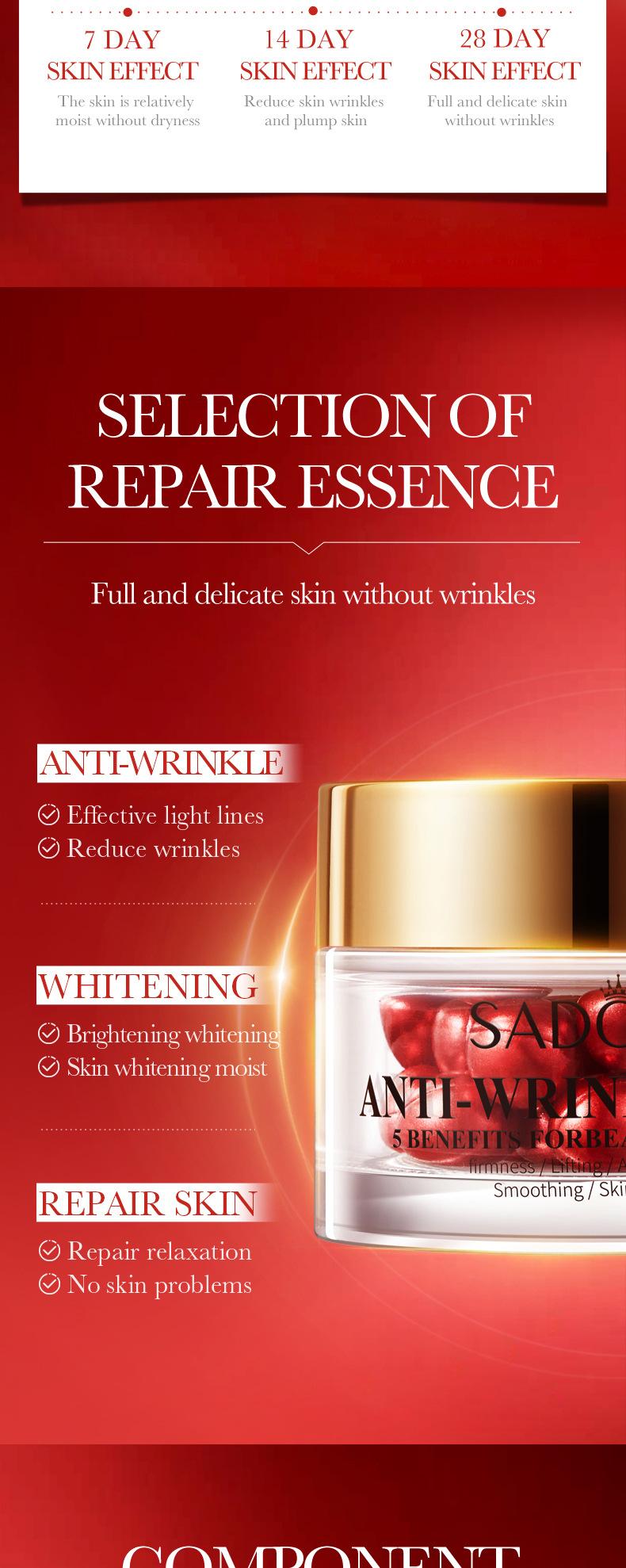 SADOER Anti-Wrinkle Pill,Benefits for Beautiful Skin,Beauty Tool,Firmness/Lifting/ Anti-wrinkle/Smoothing/Skin Beauty   Moisturizers Skincare