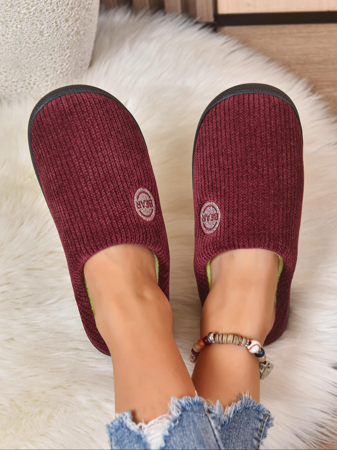 Women's Teddy Bear Dog Slippers, Fall & Winter Warm Cotton Slippers, Non-Slip Rubber Sole, Casual Indoor Footwear, Fashionable Design