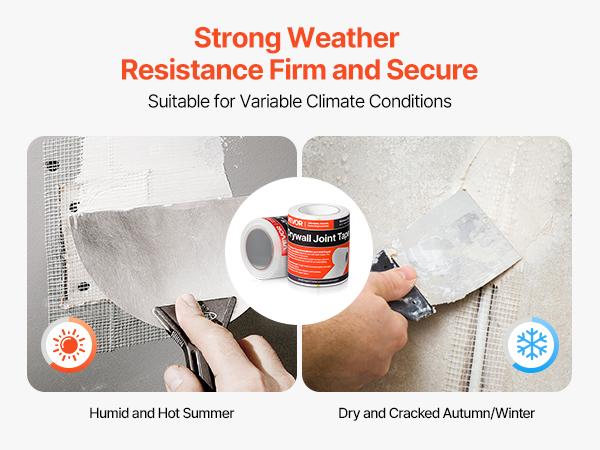 VEVOR Drywall Mesh Tape, 5.91 inch Wx 98.43 ft L Self-Adhesive Fiberglass Drywall Joint Tape, 12 Rolls Dry Wall Patch for Easy Sheetrock Ceiling Crack Repair, to Achieve Smooth Even Wall Surface