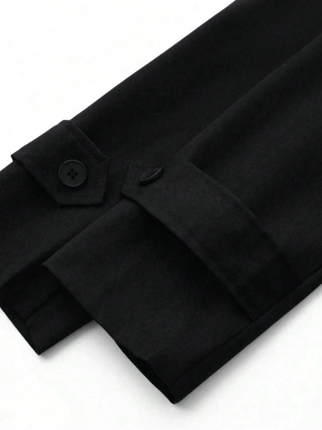 Women's Belted Windproof Jacket, Waterfall Neck Design, Long Sleeve, Non-Elastic Fabric