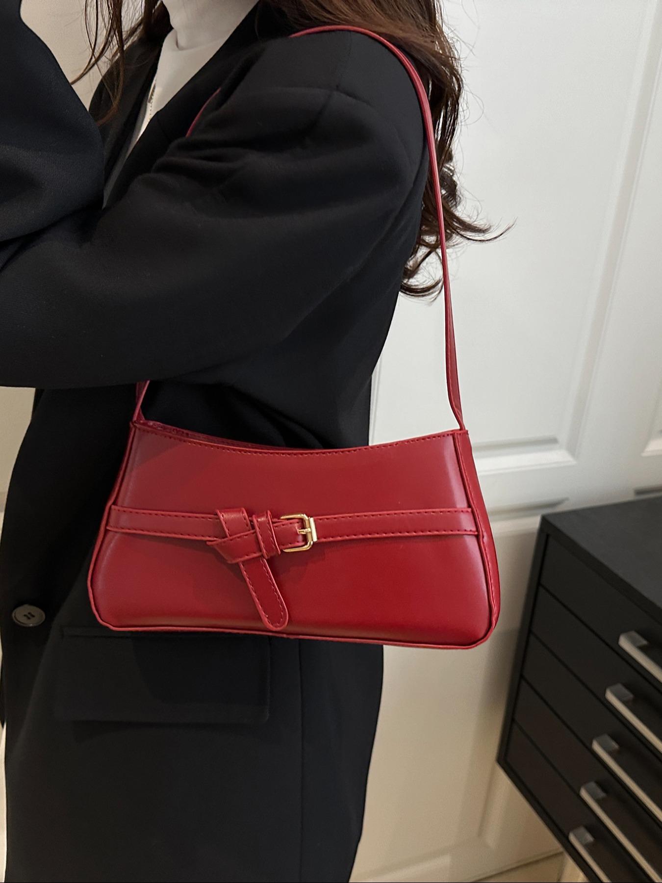 Elegant Women's Shoulder Bag with Belt Decoration, Casual Fashion Crossbody/shoulder Bag, Ideal Gift for Daily Use, Versatile Design, Crossbody Clutch Purse, Everyday Shoulder Bag