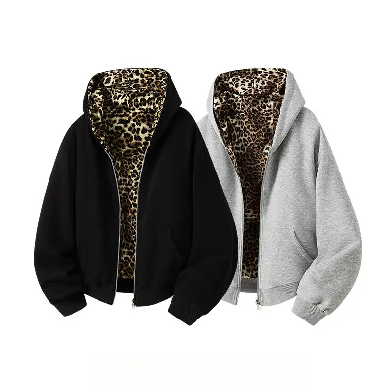 Men's Reversible Longsleeves Plain Zip-Up Hooded Casual Soft Sweatshirt - Menswear Tops, Drawstring Hood, Kangaroo Pocket, Warm Streetwear Clothing for Autumn & Winter Daily Outfits