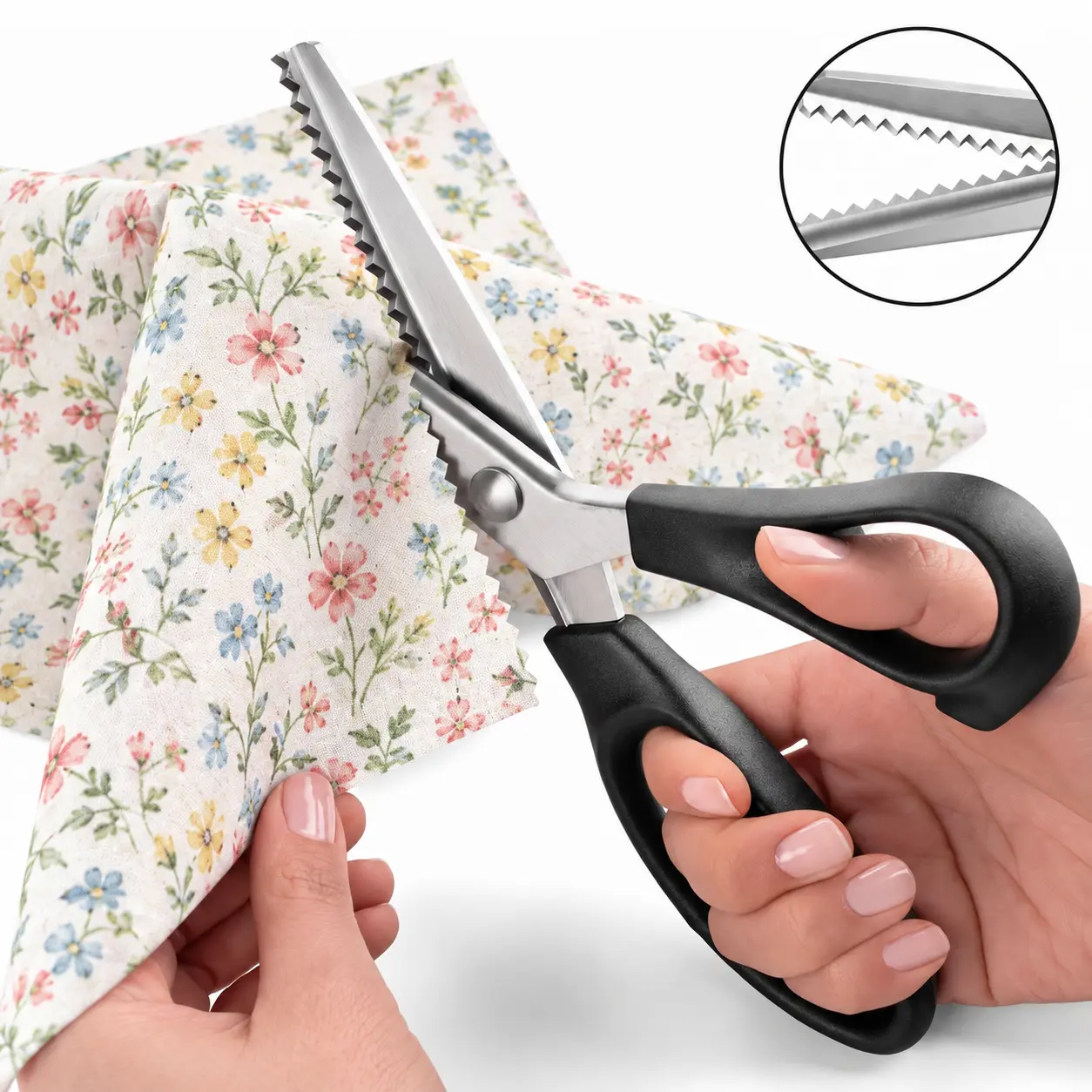 Pinking Shears Comfort Grips Crafts Zig Zag Cut Sewing Scissors for Fabric Professional Handheld Dressmaking Sewing Tools