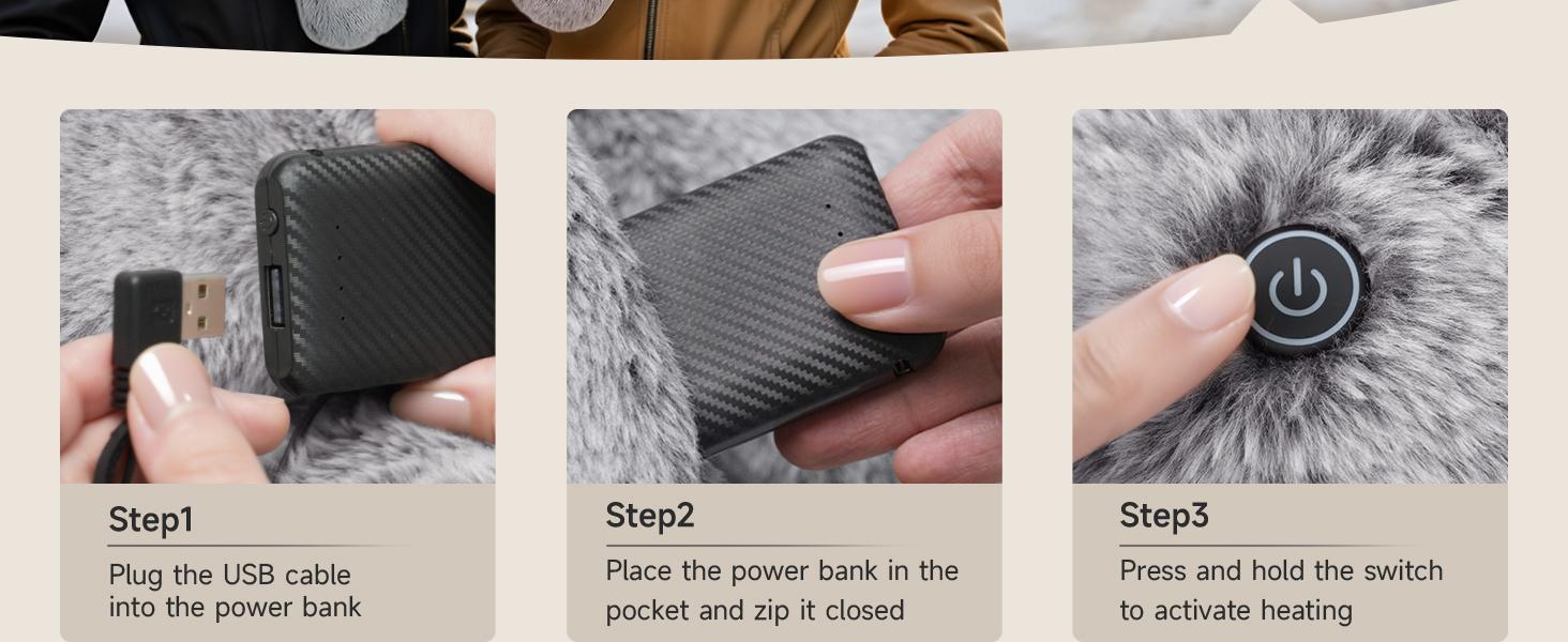 Heated Scarf with 3 Temperature Settings, Portable Charging Battery Included, Easy Operation, Fashionable & Warm Accessory